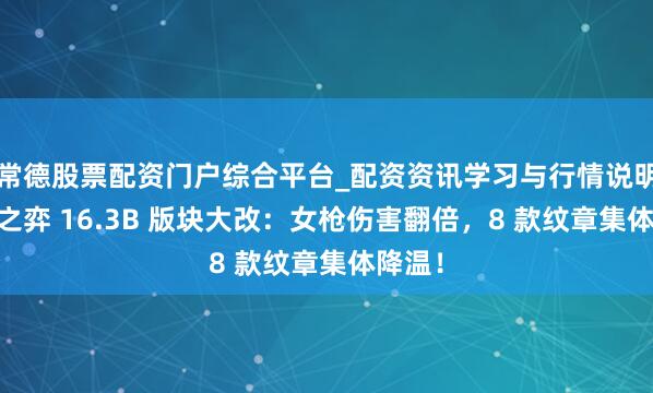 常德股票配资门户综合平台_配资资讯学习与行情说明 云顶之弈 16.3B 版块大改：女枪伤害翻倍，8 款纹章集体降温！