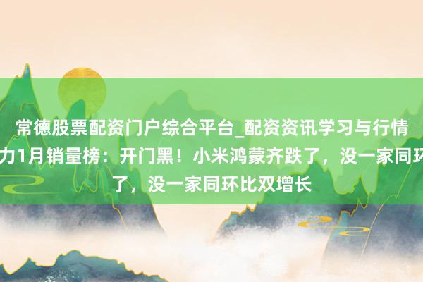 常德股票配资门户综合平台_配资资讯学习与行情说明 新势力1月销量榜：开门黑！小米鸿蒙齐跌了，没一家同环比双增长