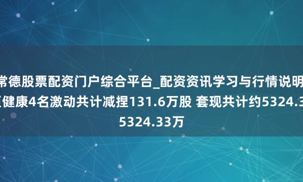 常德股票配资门户综合平台_配资资讯学习与行情说明 名臣健康4名激动共计减捏131.6万股 套现共计约5324.33万